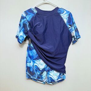 Halcurt Ladies Swim T Shirt with Built in Bra Boyshorts Short Sleeve Swimsuit